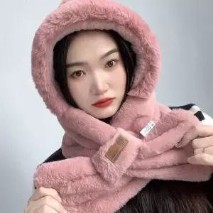 케이쓰리 핑크 후드 머플러 여자후드넥워머 여성바라클라바 퍼발라클라바