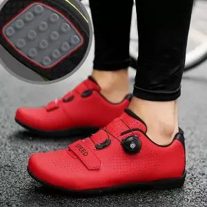 [맥다이나믹스] 충격흡수 미끄럼방지 라이딩전용 평페달 자전거신발/레드