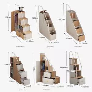 수납 이층침대 2층 사다리 계단형 침실 프레임 수퍼싱글 세트 옷장 벙커베드