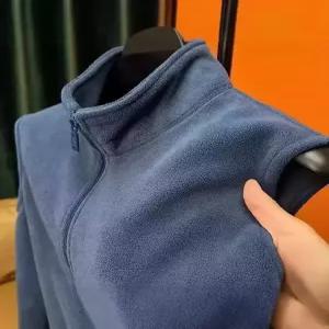 남성 트렌디 아이템 조끼 캐쥬얼 가을 겨울 차이나 솔리드 기모 후드램스울 트레이닝 상의 HT4