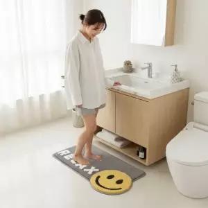 [콩심팥심]부드러운 극세사 화장실 현관 카페트 85cm 거실 인테리어 러그