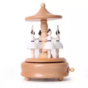 움직이는 태엽 나무 원목오르골 뮤직박스 발레리나