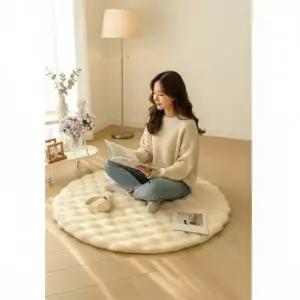 [콩심팥심]원형 극세사 거실 소파 카페트 러그 부드러운 인테리어 바닥