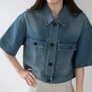 [마담4060]엄마옷 마담4060 [모던베이직]에블반크롭 여성 데일리 청자켓 -RJK2604004-