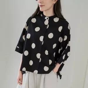 [마담4060]엄마옷 마담4060 [모던베이직]도트차이나 여성 데일리 블라우스 -RBL2604002-