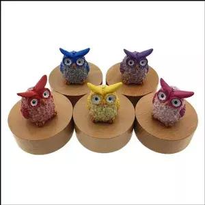 고급 원목 원형 오르골 파스텔 부엉이 색상랜덤 1개 우드오르골