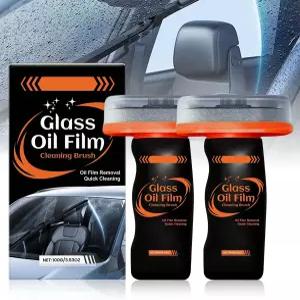쿠봇 2PCS 유리 유막 제거제 100ml 롤온 컴파운드와 클리닝 보드 및 얼룩 자동차용 브러시2PCS