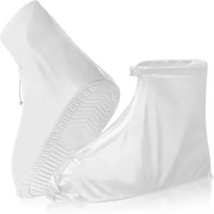 방수 신발 커버 남성 여성용 레인 지퍼로 재사용 가능한 논슬립 산책견 하이킹 작업을 위한 PVC 고무 밑창