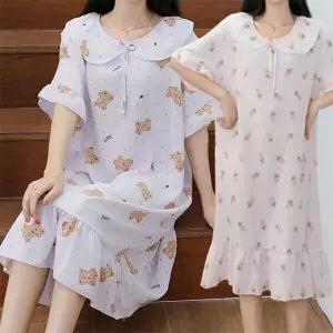 [로즈엘리][2장세트] 리본프릴 러블리 반팔잠옷 원피스 여름 요루면 쿨링 홈웨어 3컬러 2026