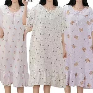 [로즈엘리][3컬러] 공주풍 프릴카라 쿨링 반팔 홈웨어원피스 여름잠옷 2026