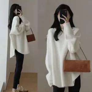 [옷은날개] 여성 루즈핏 라운드넥 긴팔 롱 니트티셔츠