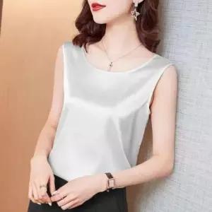 [SBD] 새틴 나시 슬리브리스 블라우스 실키 느낌 민소매