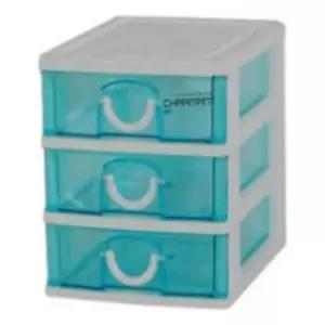 해피 서랍장3단(블루) 미니서랍장 팬시정리함 미니서랍함 팬시보관함 책상서랍장 책상서랍함