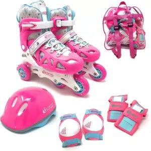 시카고 스케이트 인라인 트레이닝 콤보 세트 - 핑크/퍼플 여아 미디엄 사이즈 1-4
