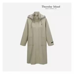 써스데이아일랜드Thursday Island 배색후드 롱 핸드메이드 코트T238MCT244W2356702