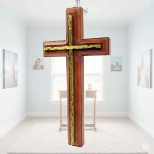 벽걸이 황동 우드 2중 십자가새신자선물 전도 단기선교 수련회 단체 여행 수도원 장식품 기독교 크리스천