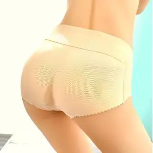 심리스 팬티 여성 엉덩이뽕 보정속옷 볼륨업면 칼라 여성용 삼각 팬트 패드 스티 데일리 세트