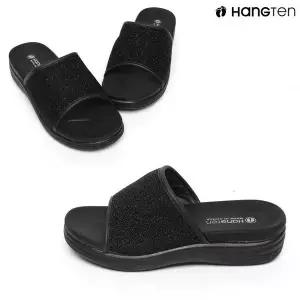 행텐 HT-137 여성용 글리터 쿠션 통굽 슬리퍼 슬라이드 외출용 사무실용