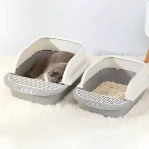 오픈형 고양이 화장실 편리한 배변통변훈련 실내용변기 모래 변용품 캣화장실 소형 대형 한변판 자동 청소