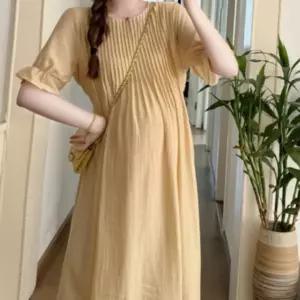 봄 여름 반팔 임산부 롱 원피스 만삭 임부복