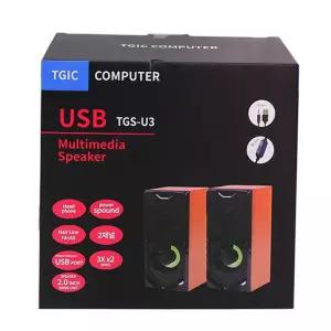 USB 유선 스피커 TGS-U3PC 노트북 태블릿 스마트폰 탁상용 음악 헤드폰 2채널 컴퓨터