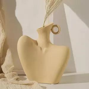 조각상 도자기 꽃병(옐로우)장식 장식품 소품 인테리어 디자인 디자인화 화병