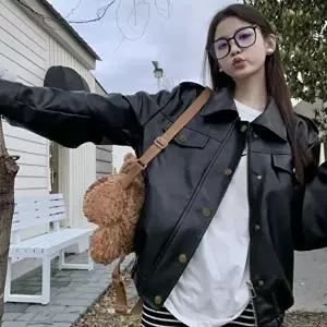 여성 페이크 레더자켓 인조가죽 점퍼 루즈핏 아우터 (HSJ-WDB4A72)