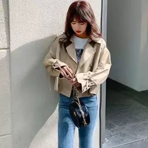 여성 간절기 숏 트렌치코트 크롭 자켓 숏트렌치자켓 (HSJ-WD37EEE)