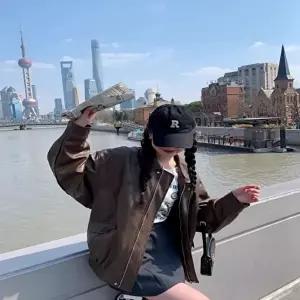 페이크 레더자켓 여성 가죽점퍼 간절기 오버핏 2컬러 (HSJ-WFGFL6E)