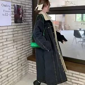 안감 양털 소재 따뜻한 패션 롱롱 데님 재킷 (HSJ-WFFQFAG)
