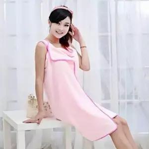 [SBD] 타올 원피스 핑크 극세사 드레스형 가운 로브 욕실 샤워