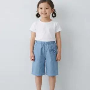 리틀밥독 키즈 여름옷 리본통청 바지 여아 연청 팔랑팔랑 시원한 5부청 B262MPT03