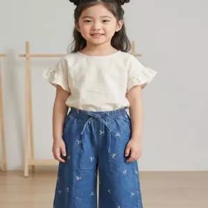 리틀밥독 키즈 여름옷 돌체청PT 여아 리본 나염 팔랑팔랑 시원한 청바지 B262MPR01