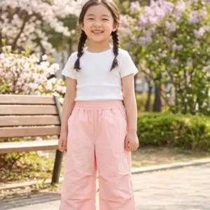 리틀밥독 키즈 여름옷 키치셋업 바지 여아 아노락 바스락 와이드 6부팬츠 H262MWP06