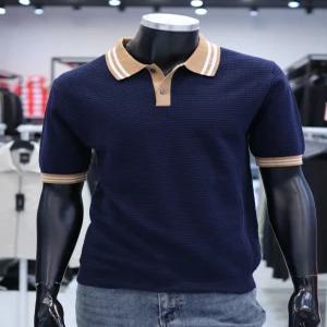 [STCO]SS 여름 네이비 면강연 반팔 카라니트 F2KT25222