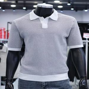 [STCO]SS 여름 그레이 3버튼 반팔 카라니트 F2KT25221