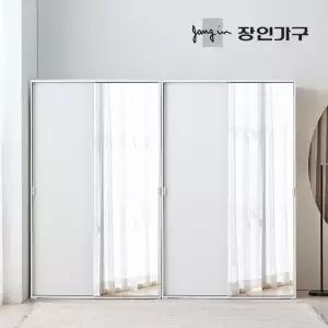 코라 2400 슬라이딩 옷장 세트 1200 거울옷장 (선반형)+1200 거울옷장 (행거형)