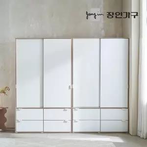 코라 2400 슬라이딩 옷장 세트 1200 서랍옷장 (선반형)+1200 서랍옷장 (행거형)