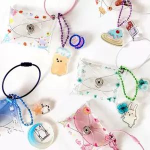 클리어 포켓 쉐이크 키링 12개가방액세서리 고리 파우치홀더 꾸미기링 카챠치 가홀더