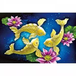 TBZ 잉어 연화도 (패브릭형) 보석십자수 40x60