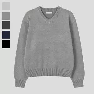 [리빌모아]남자 퓨어 브이넥 크롭 긴팔 니트티 RM KN Q070 그레이_P420541299