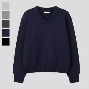 [리빌모아]남자 퓨어 브이넥 크롭 긴팔 니트티 RM KN Q070 네이비_P420541265