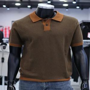 [STCO]여름 오렌지 잔스트라이프  반팔 카라니트 F2KT25267