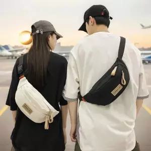 심플 가죽패치 포인트 남학생 여학생 캐주얼 슬링백 학생보조가방