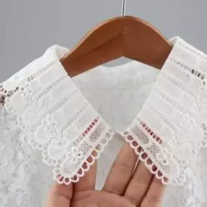 페이크 자수 레이스 카라 펀칭 넥 케이프