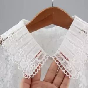 페이크 자수 레이스 카라 펀칭 넥 케이프