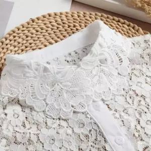 레이스 펀칭 페이크 카라 넥 케이프 이너