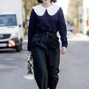 면 프릴 페이크 카라 빅 넥 케이프 이너