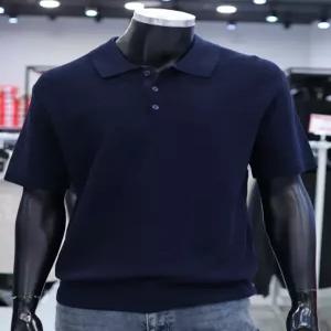 [STCO]SS 여름 물결 조직 솔리드 반팔 카라 니트 F1KT25255