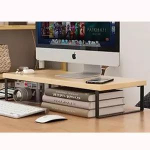 모니터 받침대 선반 블랙프레임+우드키보드수납 정리 높이 다이 살림 책상